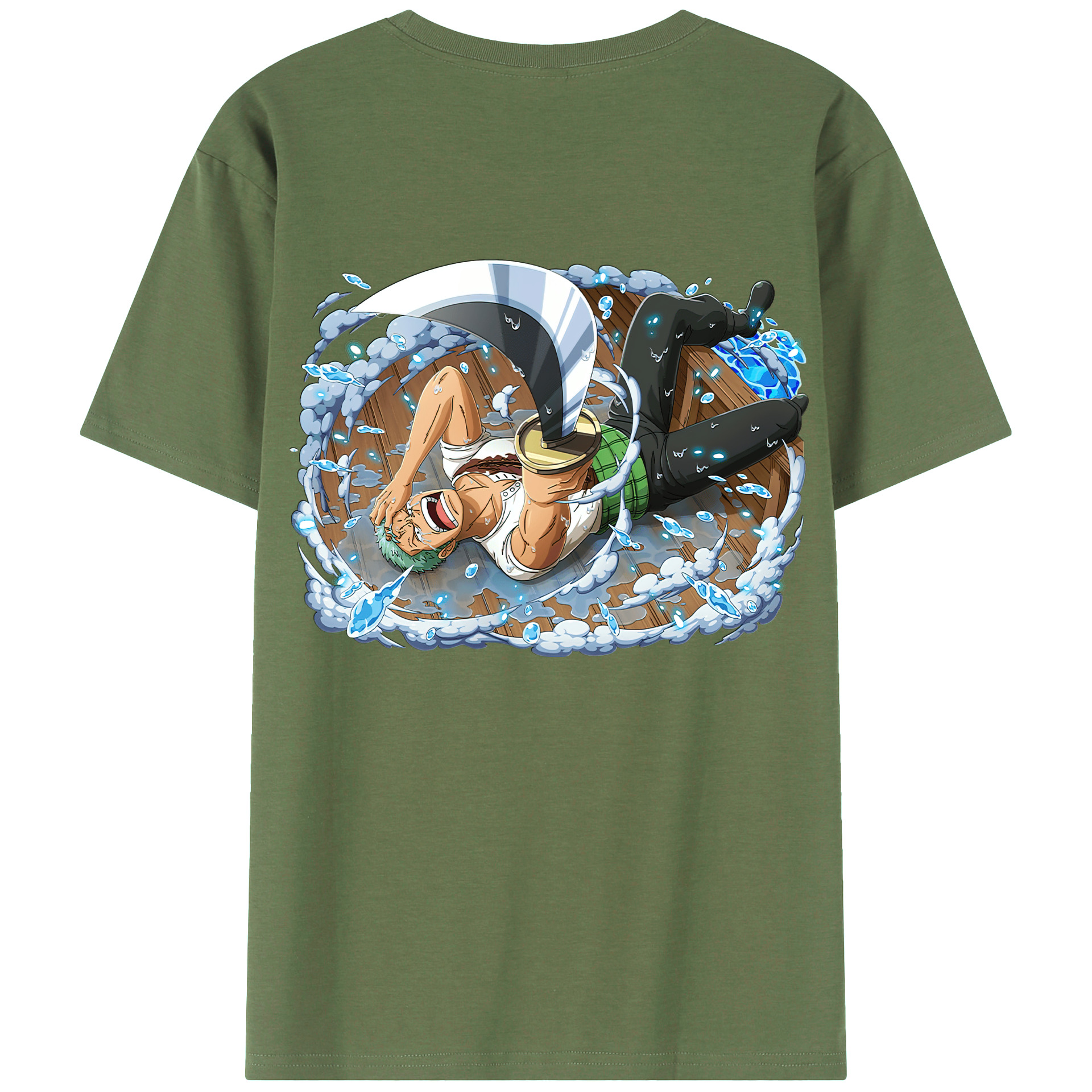 ワンピース ロロノア・ゾロ ONE PIECE Roronoa Zoro 綿100％ メンズ半袖Tシャツ（バックプリント） 通気性